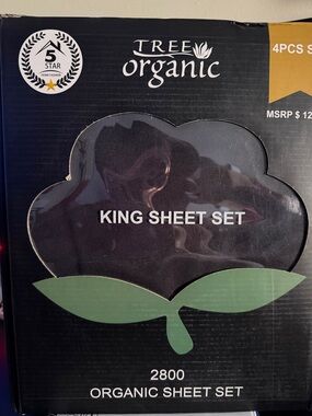 Tree Organic King Sheet Set in Dark Charcoal Black